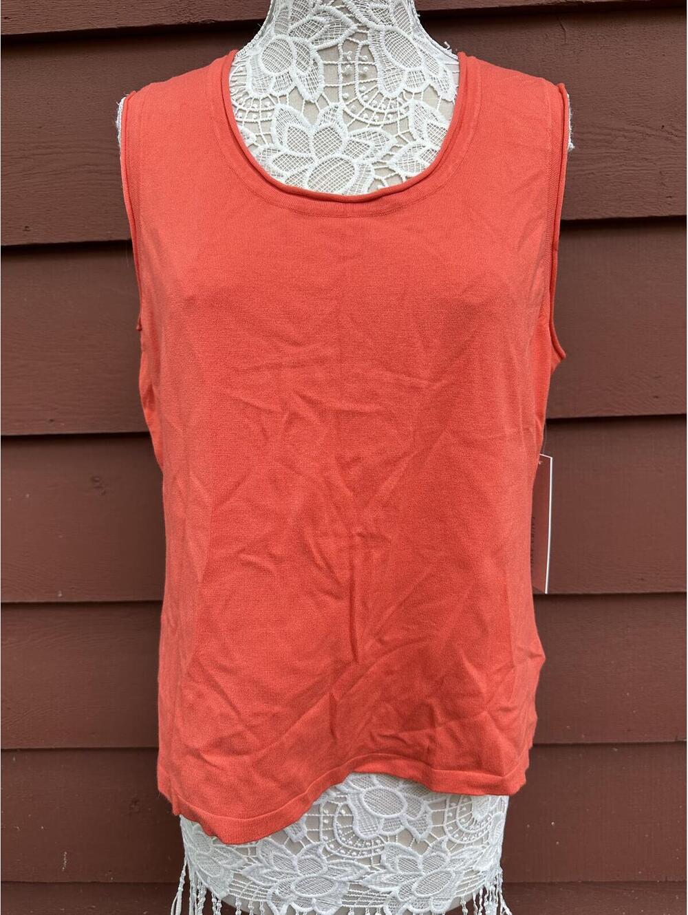 NWT Laura Ashley Orange Sleeveless Tank Top Y2K Minimalist Summer‎